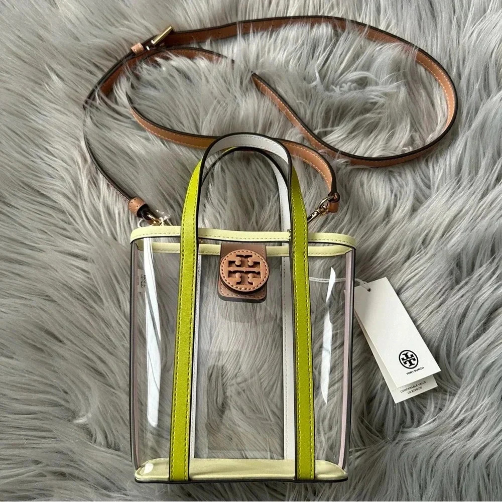 Tory Burch Clear Mini Bag with Yellow and Brown Accents